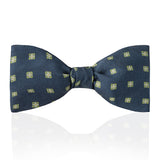 Motif Foulard Silk Thistle Bow Tie in Moss Green Tied