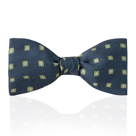 Motif Foulard Silk Thistle Bow Tie in Moss Green