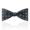 Motif Foulard Silk Thistle Bow Tie in Navy and Brown Tied