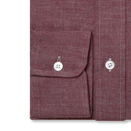 Tailored Fit Micro Check Brushed Cotton Button Cuff Shirt in Red cuff detail