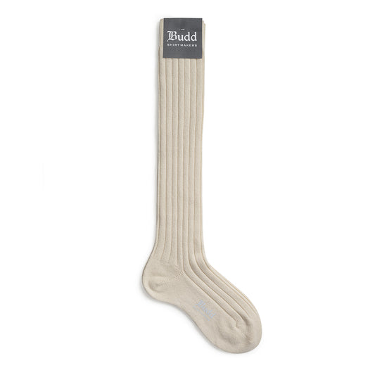 Cashmere Ribbed Ladies Long Socks in White