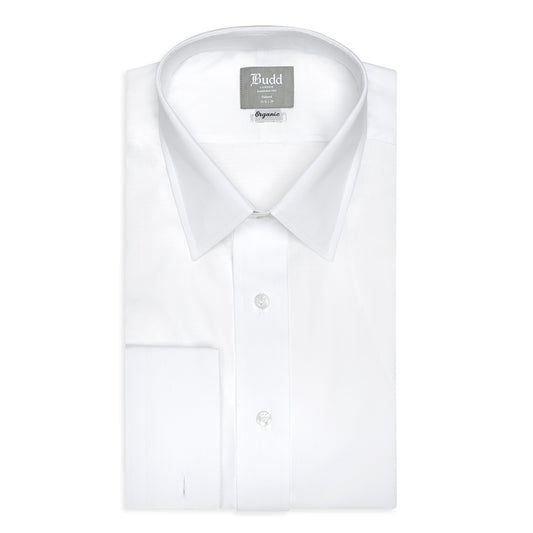 Tailored Fit Swiss Organic Poplin Double Cuff Shirt in White