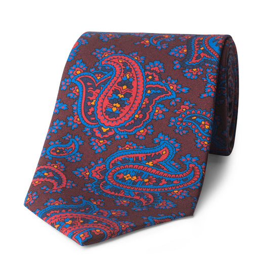 Paisley Madder Silk Tie in Burgundy