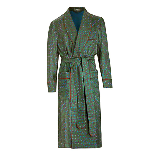 Coffer Madder Silk Dressing Gown in Green