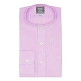 Tailored Fit Grandad Collar Linen Shirt in Mauve Front