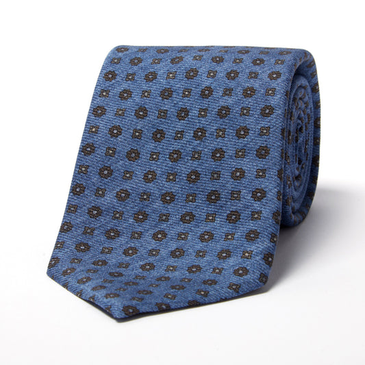 Petite Motif Silk Tie in Denim
