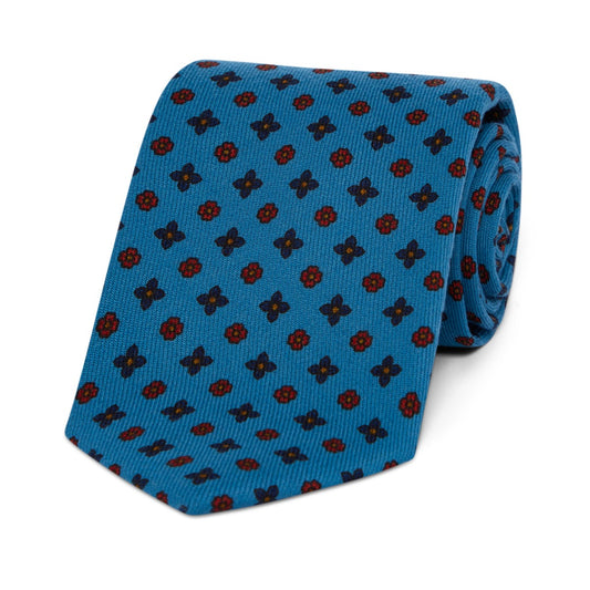 Neat Flower Wool Tie in Blue