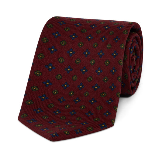 Neat Flower Wool Tie in Wine