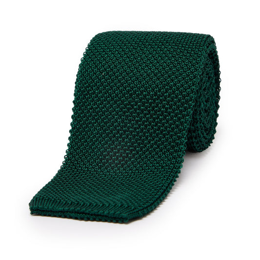 Fine Knitted Silk Tie in dark Green