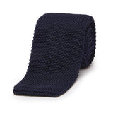 Fine Knitted Silk Tie in Navy