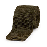 Fine Knitted Silk Tie in Olive Green
