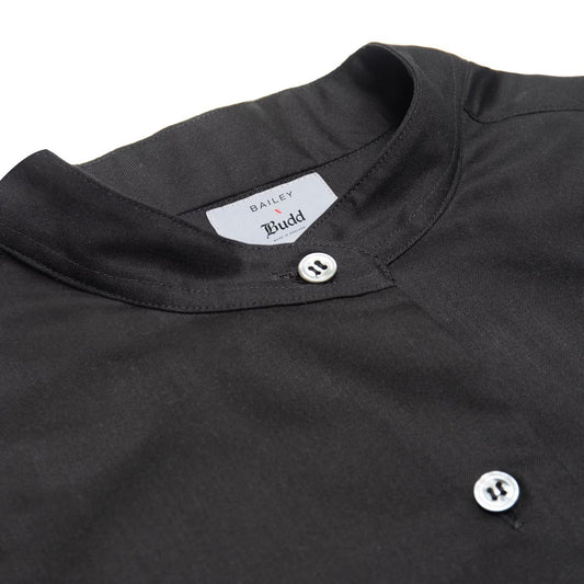 George Plain Silk Neck Band Dress Shirt in Black Collar Detail