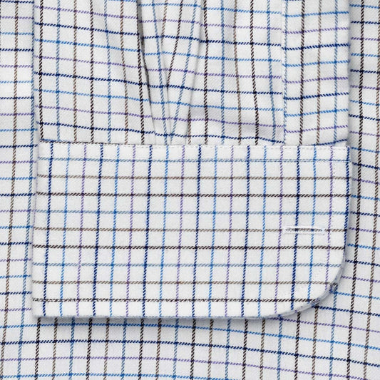 Check Cotton and Cashmere in Lilac and Blue Cuff