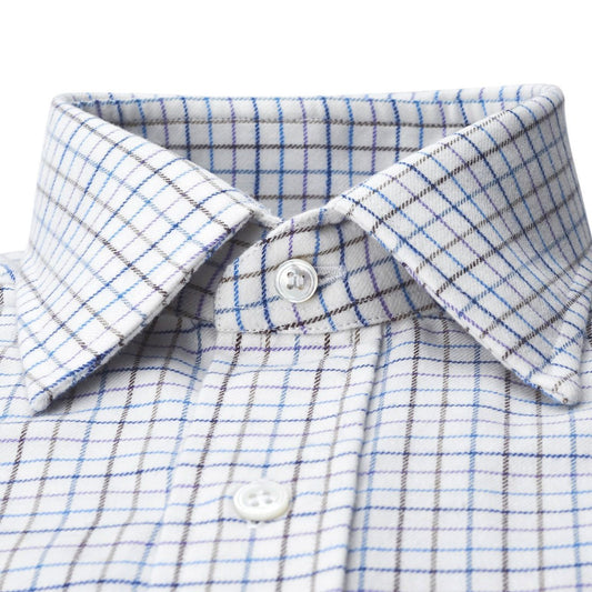 Check Cotton and Cashmere in Lilac and Blue Collar