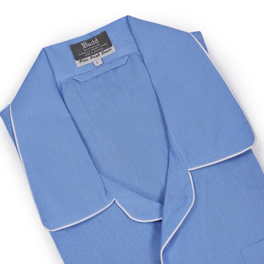 Men's linen nightshirt in lagoon blue
