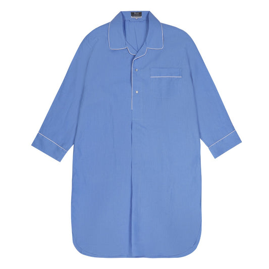 Men's linen nightshirt in lagoon blue
