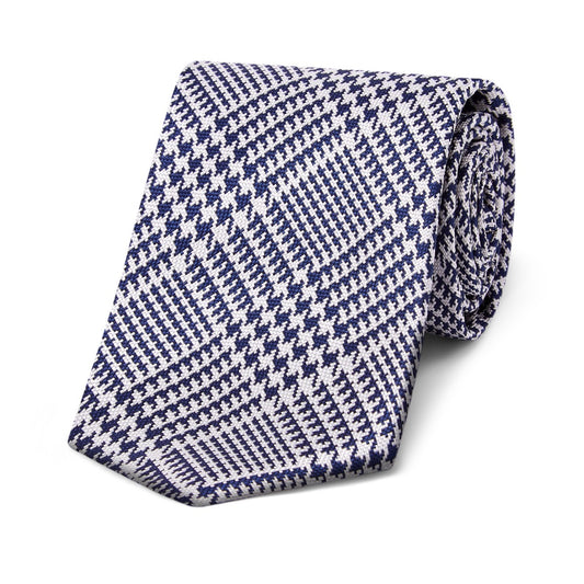 Bold Glencheck Tie in Navy
