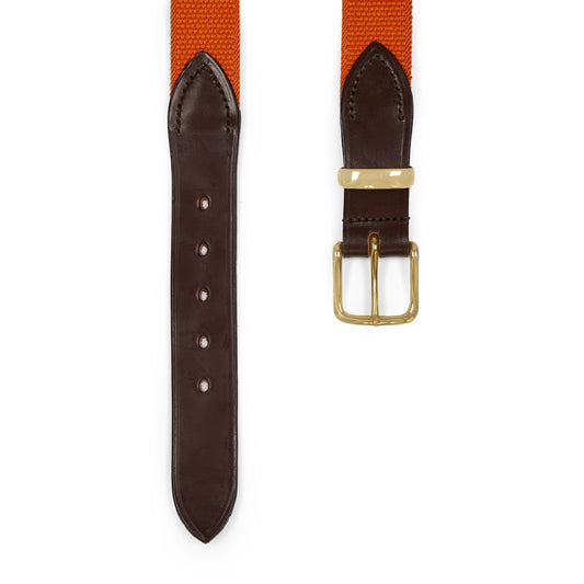 Bridle Leather Webbing Belt in Orange