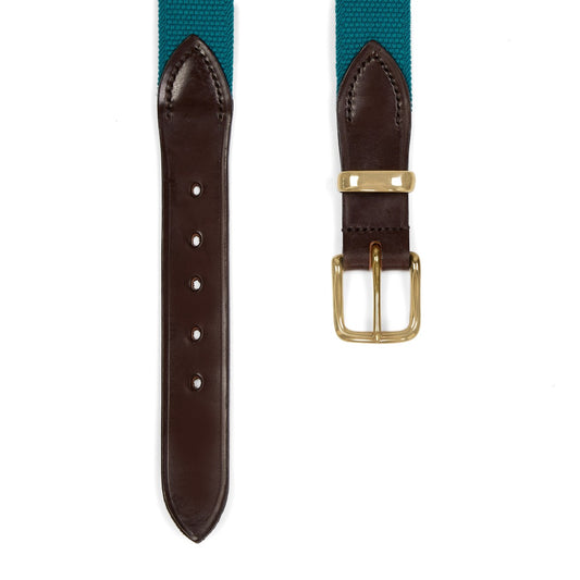 Bridle Leather Webbing Belt in Turquoise