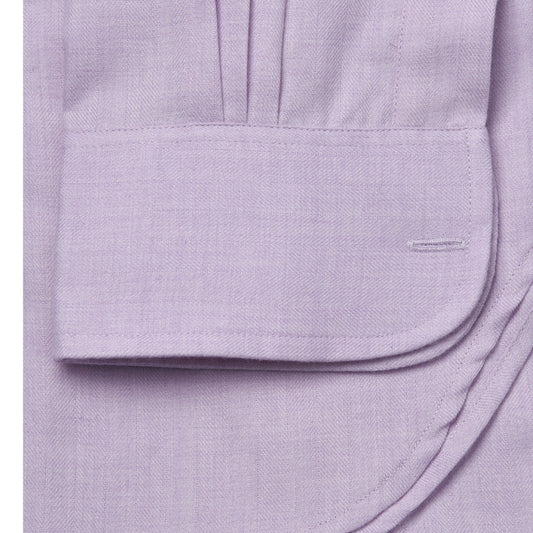 Tailored Fit Small Herringbone Cotton and Cashmere Button Cuff Shirt in Lilac