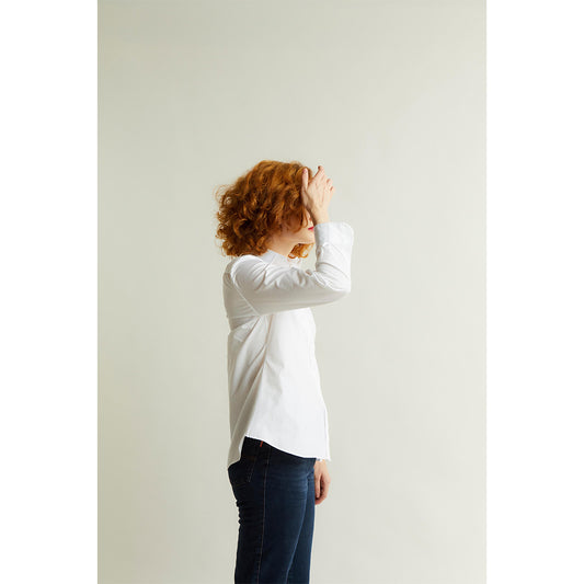 Buddette Poplin Double Cuff Shirt in White Campaign Shot 