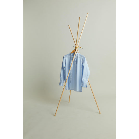 Grandad Pinpoint Button Cuff Shirt in Sky Blue Detail Shot