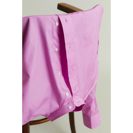 Grandad Superpoplin Button Cuff Shirt in Sugar Pink Detail Shot