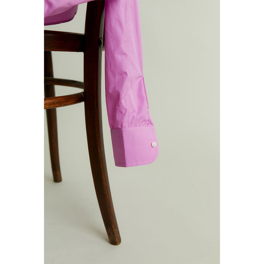 Grandad Superpoplin Button Cuff Shirt in Sugar Pink Detail Shot