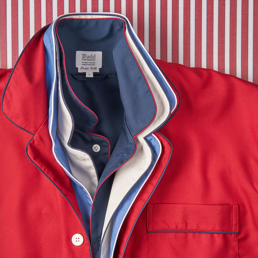 Spun silk men's pyjamas in multiple colours