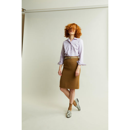 Lido Cotton Cashmere Button Cuff Shirt in Mauve Campaign Shot
