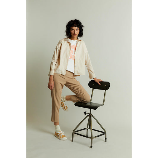 Lido Cotton Cashmere Button Cuff Shirt in Sand Campaign Shot