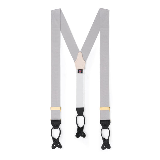 Plain Barathea Braces with Button in Silver