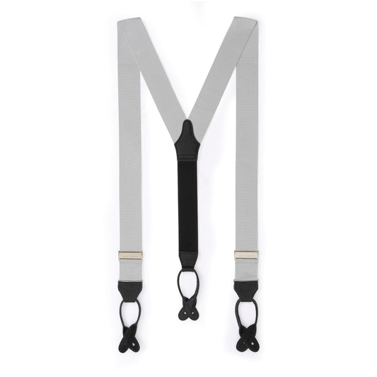 Plain Barathea Braces with Button in Silver