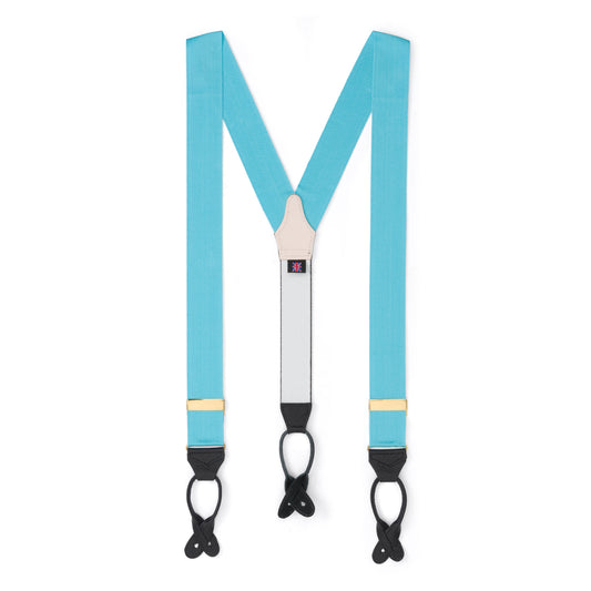 Plain Barathea Braces with Button in Arctic Blue