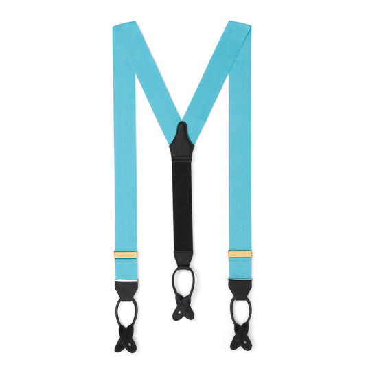 Plain Barathea Braces with Button in Arctic Blue