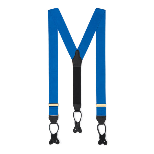 Plain Barathea Braces with Button in Smalt blue