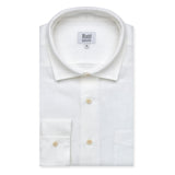 Casual Fit Plain Linen Button Cuff Shirt in White