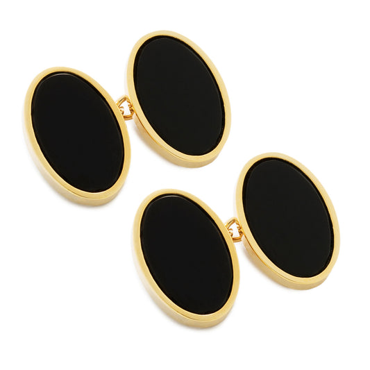 Black Onyx and Gilt Cufflinks