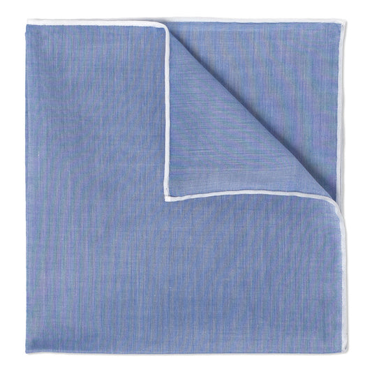 Plain Batiste Cotton Pocket Square in Blue