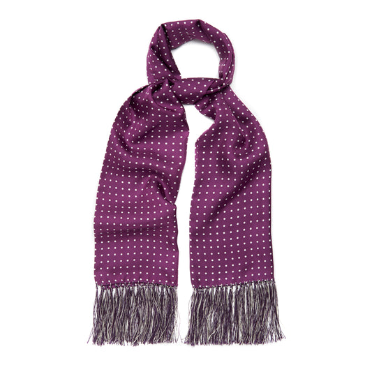 Spot Silk Scarf in Purple and White