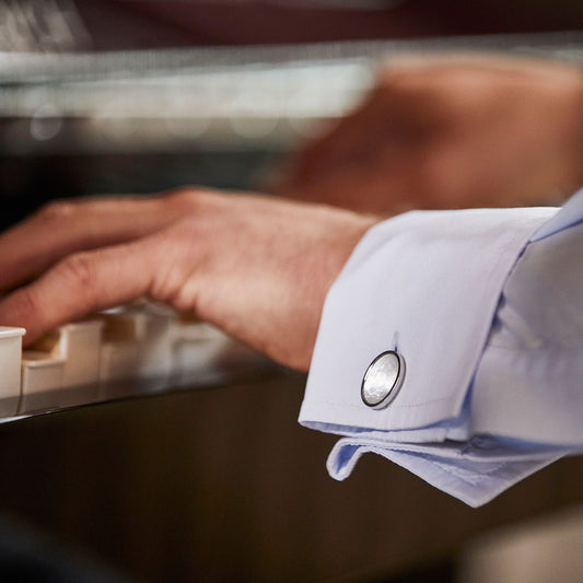Mother Of Pearl and Rhodium Cufflinks