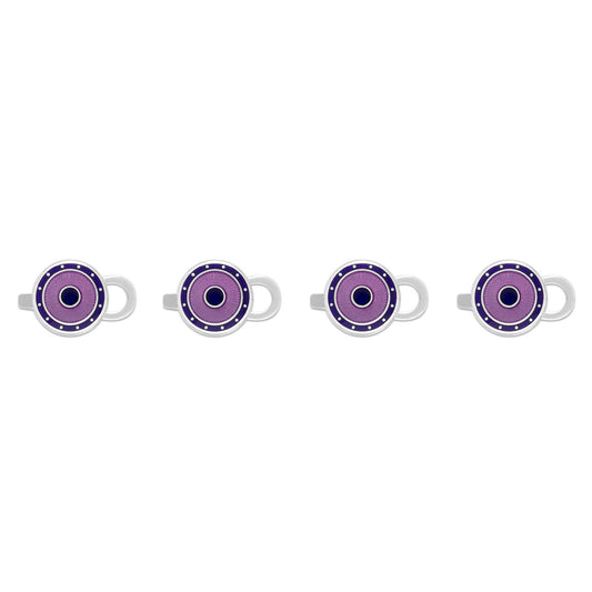 Sterling Silver Domed Enamel Shirt Studs in Purple