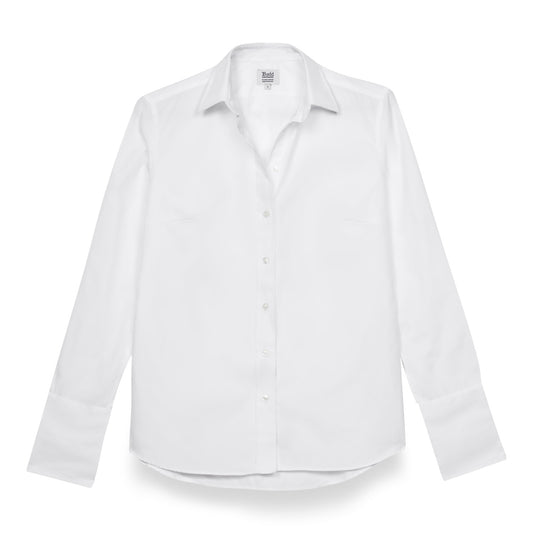 Buddette Poplin Double Cuff Shirt in White
