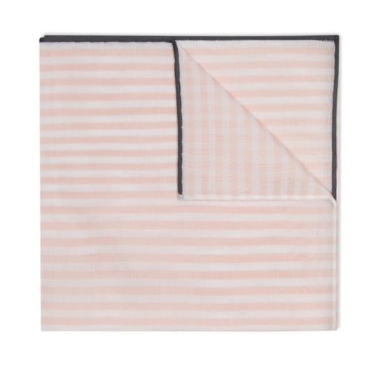 Buren Stripes Batiste Cotton Pocket Square in Pink