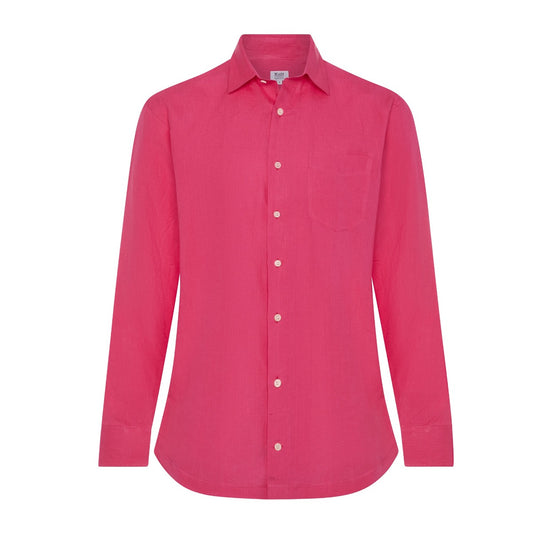 Casual Linen Shirt in Hot Pink