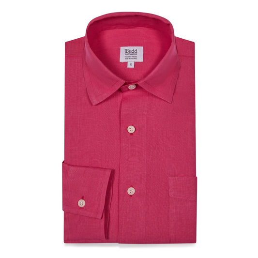 Casual Linen Shirt in Hot Pink