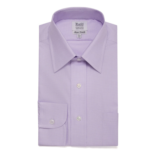 Classic Fit Puppytooth Fine Twill Button Cuff Shirt in Lilac