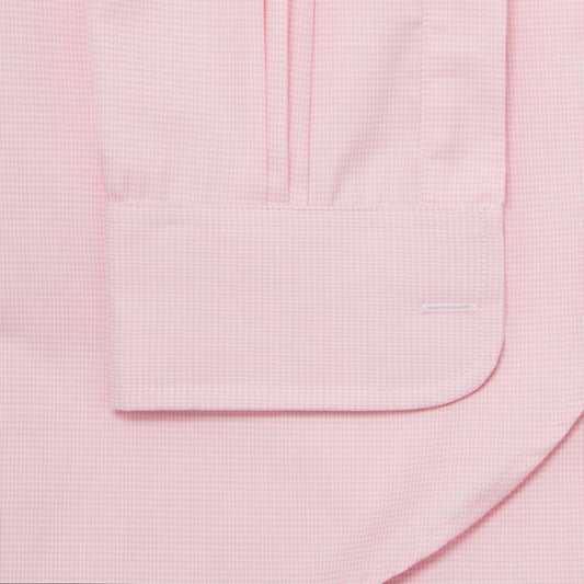Classic Fit Puppytooth Fine Twill Button Cuff Shirt in Pink cuff