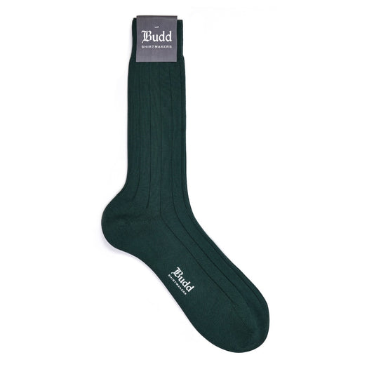Cotton Wide Rib Short Socks in Cypress Green