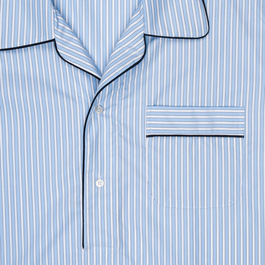 Exclusive Budd Stripe Cotton Nightshirt in Sky Blue